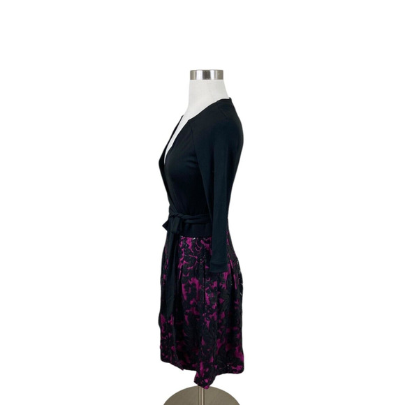 Diane von Furstenberg DVF Jewel Black Rose Sequin Wrap Dress Size 2 Cocktail - Picture 2 of 4